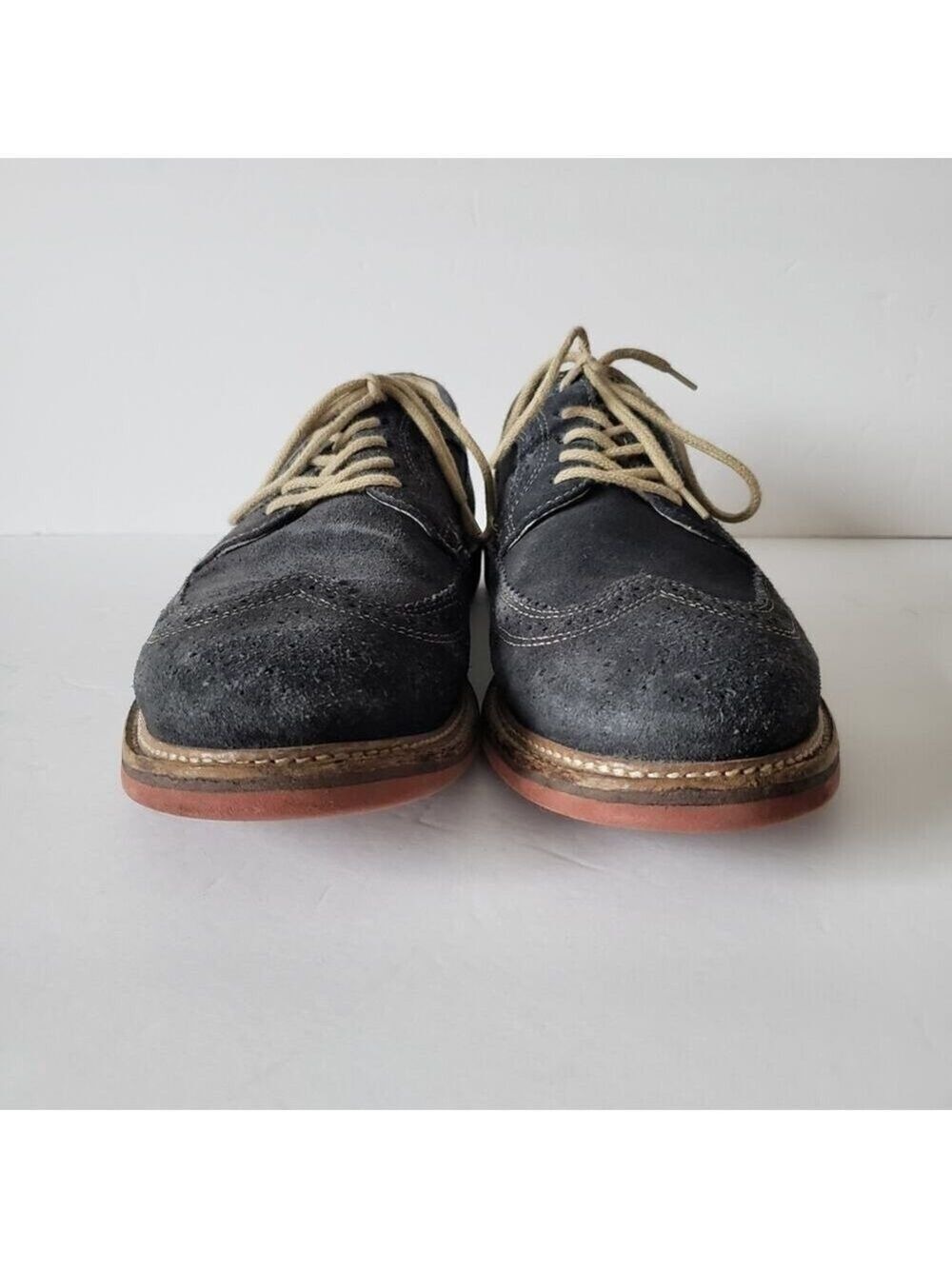 1901 Gray Suede Oxford Wingtip Shoes Size 9 - Picture 5 of 9